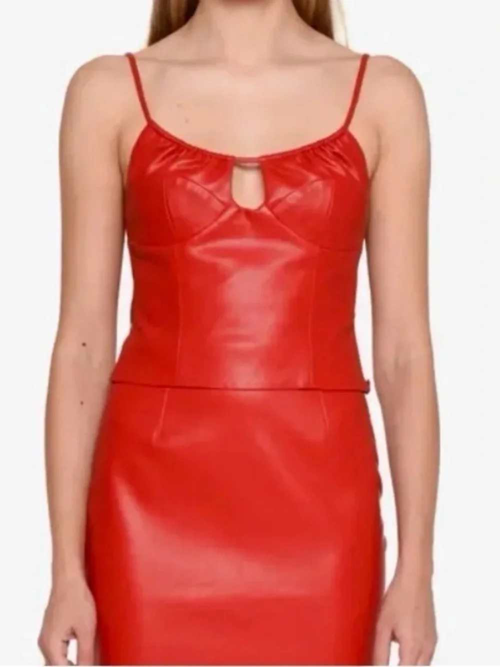 WAYF x Jourdan Sloane Giselle faux leather red crop top NWT size Small